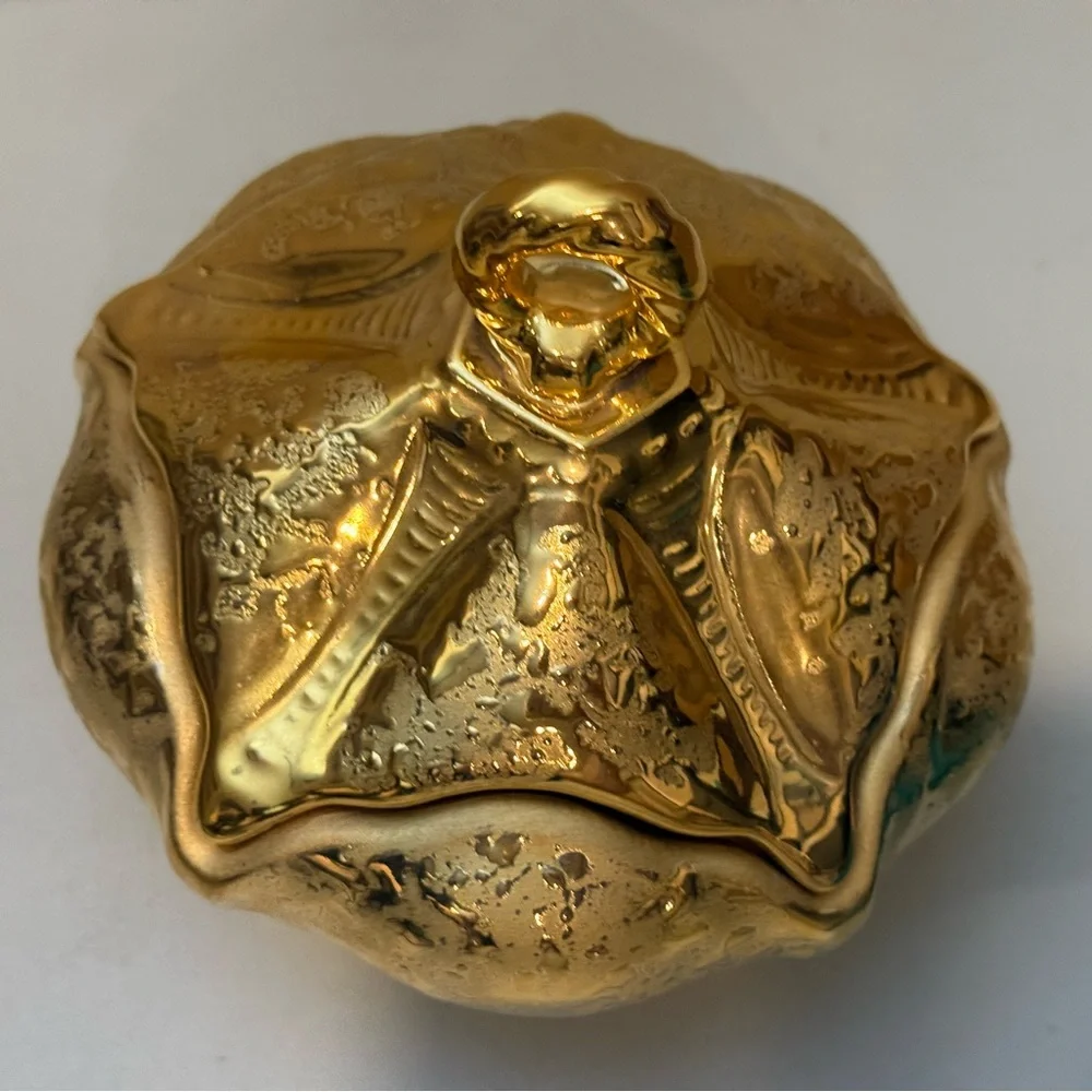 Mid-Centry Modern‎ 22 Karat Gold Ceramic Footed Candy Dish